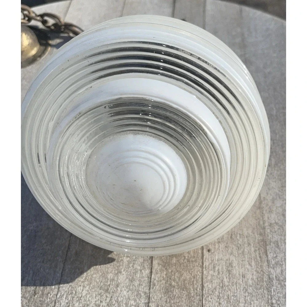 Vintage Art‎ Deco MCM Ribbed Tiered CEILING LIGHT GLOBE ATOMIC UFO SMALL
